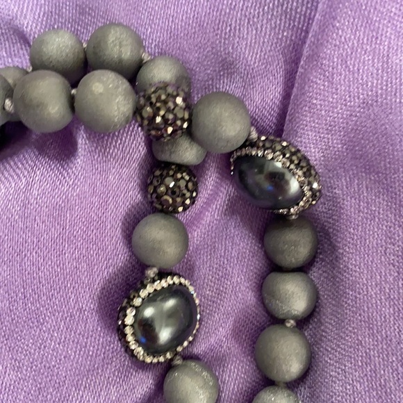 Evil Eye Crystal,Pearl, and StoneBeaded Necklace - Picture 3 of 11
